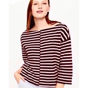 Lou & Grey Cotton Offset Stripe Boxy Sweater